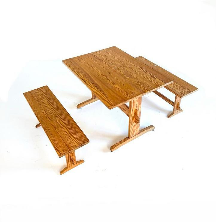 Scandinavische eetkamerset, grenenhout ‘60, Huis en Inrichting, Complete eetkamers, Verzenden, Zo goed als nieuw, Vintage retro buisframe design rotan webbing papercord
