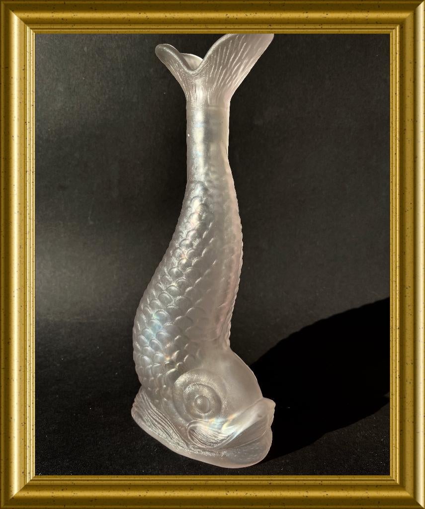 Aparte glazen vis, iriserend mangaanglas, karaf / fles, Antiek en Kunst, Ophalen of Verzenden