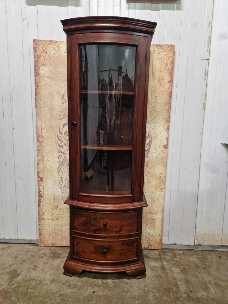 Klassieke Engelse mahoniehouten vitrinekast, servieskast, Zo goed als nieuw, 150 tot 200 cm, 25 tot 50 cm, 50 tot 100 cm