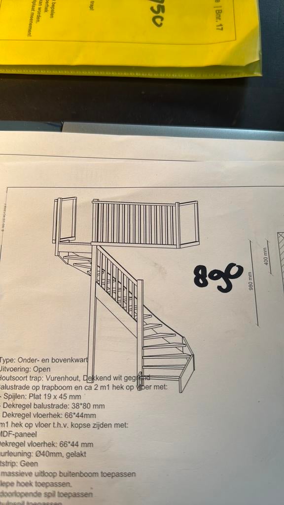 Halfslagtrap 2900 hoog open, Doe-het-zelf en Verbouw, Ladders en Trappen, Ophalen, Zo goed als nieuw, 2 tot 4 meter