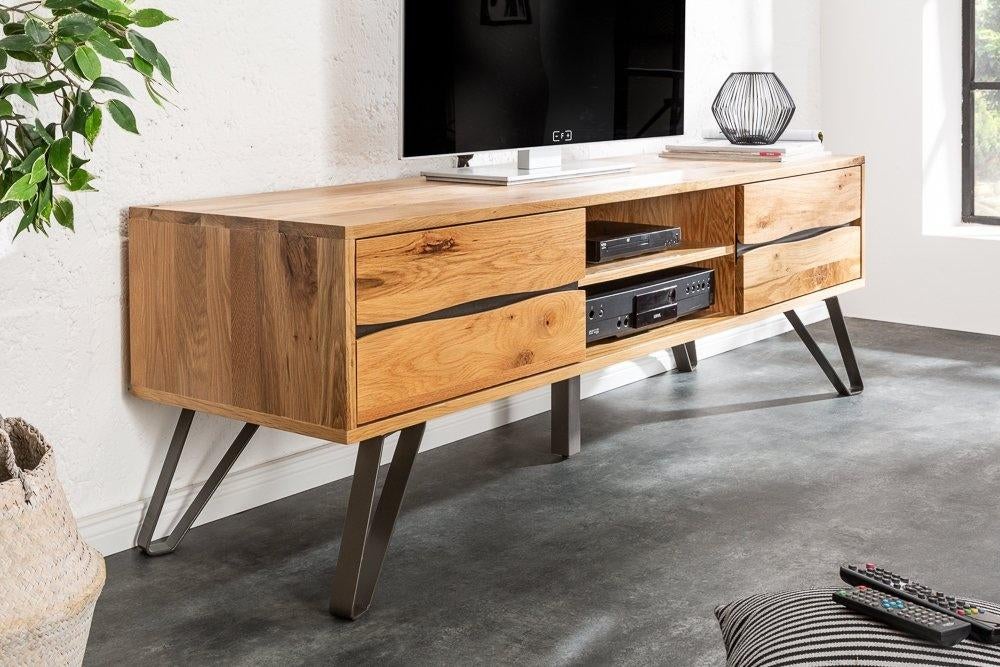 TV Meubel Living Edge 160cm Wild Eiken Deuk, Gebruikt, 150 tot 200 cm, Minder dan 100 cm, Modern