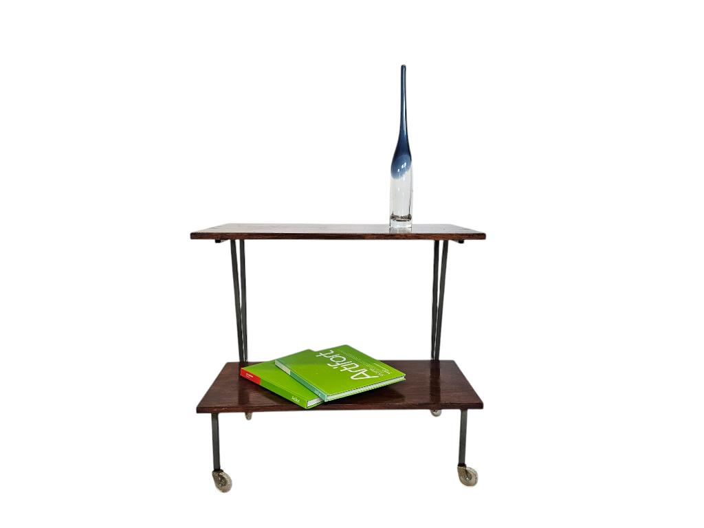 Trolly - pastoe  stijl - Braakman - fineer - metaal - bijzet, Ophalen, Gebruikt, Vintage, 55 tot 75 cm