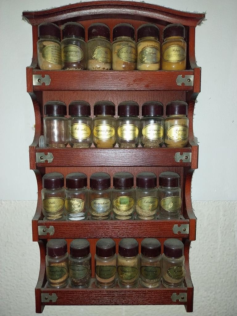 Vintage Kruidenrek met Potjes, Ophalen, Gebruikt