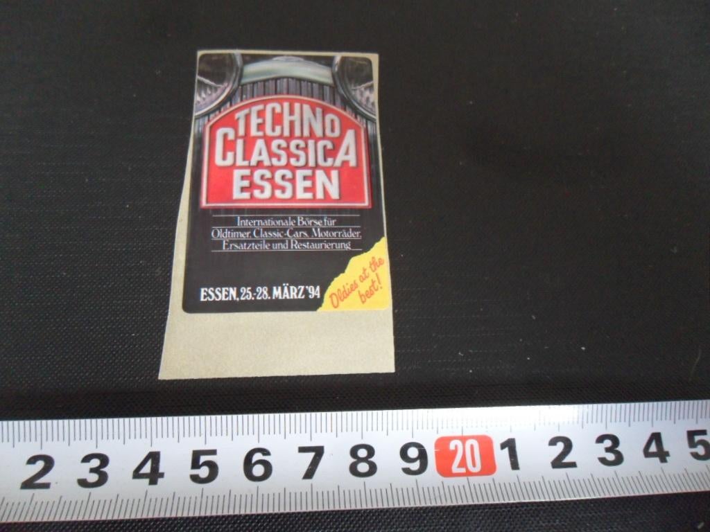 sticker maart 1994 techno classica essen oldtimer beurs, Verzamelen, Stickers, Ophalen, Zo goed als nieuw