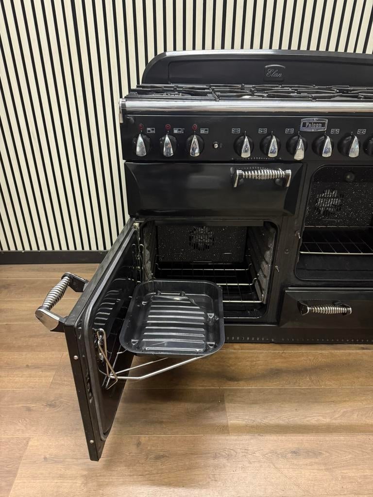 Luxe zwarte Falcon Elan Fornuis 6 pits + 3 ovens 110 cm, Witgoed en Apparatuur, Fornuizen, Fornello Esperta, Ophalen of Verzenden