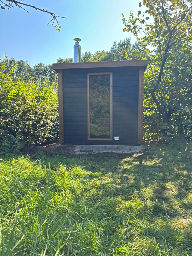 Superdeal! Thermowood buitensauna 200x200 tuin /buiten sauna, Ophalen of Verzenden, Nieuw, Fins of Traditioneel, Complete sauna