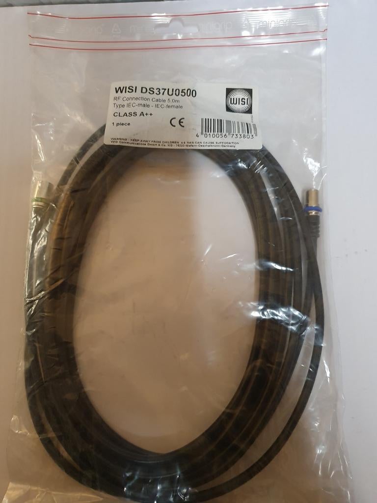2x Wisi Coax Kabel 4K Ultra HD 5 Meter - Nieuw, Ophalen of Verzenden, Nieuw, 5 tot 10 meter, Coaxiale kabel