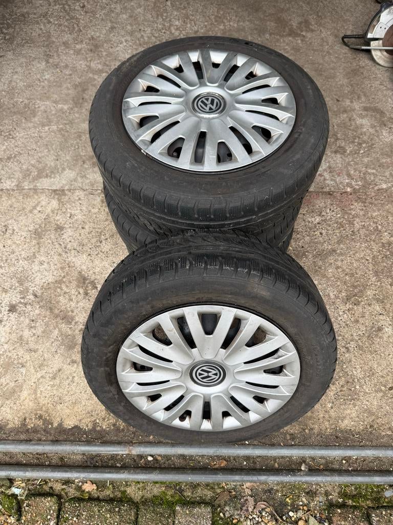 Stalen velgen met wieldop VW Polo - 185/60R15, Auto-onderdelen, Banden en Velgen, Gebruikt, 15 inch, Velg(en), Personenwagen
