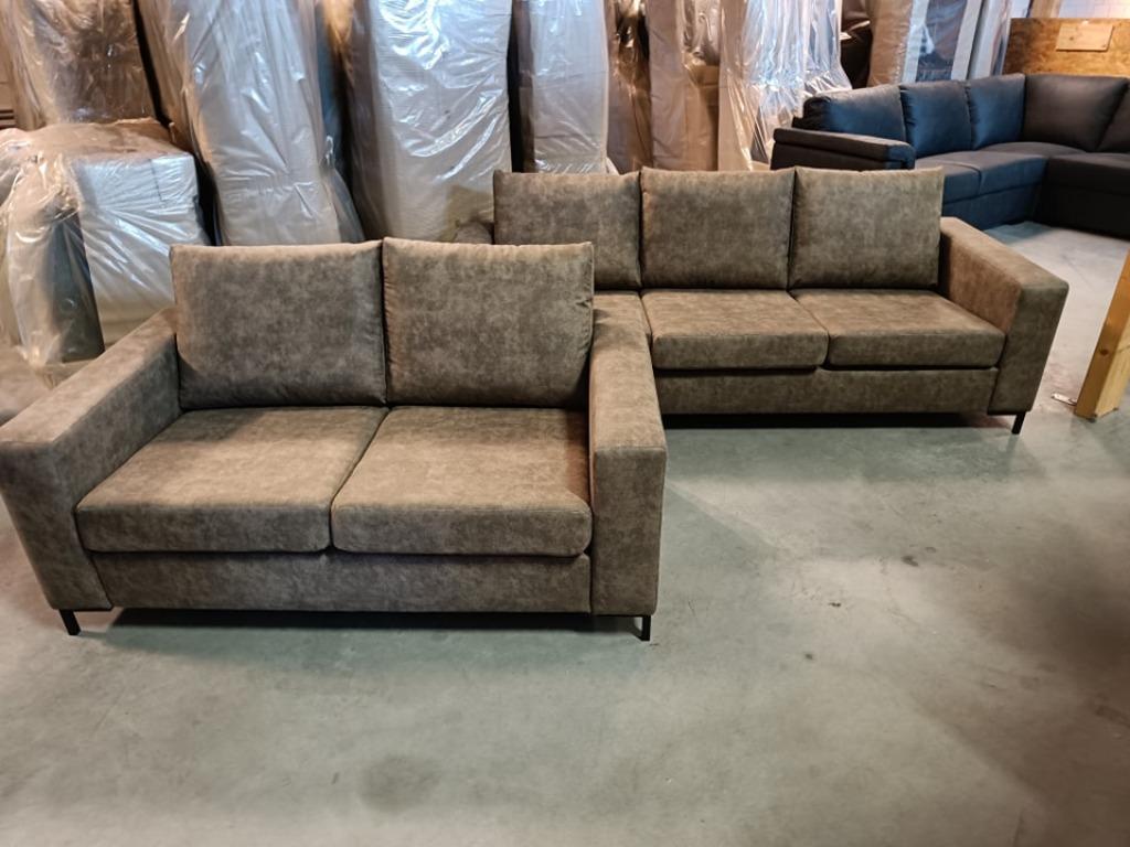 Bankstel Pronto 3 + 2 antraciet, taupe of bruin nu €898-, Huis en Inrichting, Banken | Bankstellen, Ophalen, Nieuw, 75 tot 100 cm