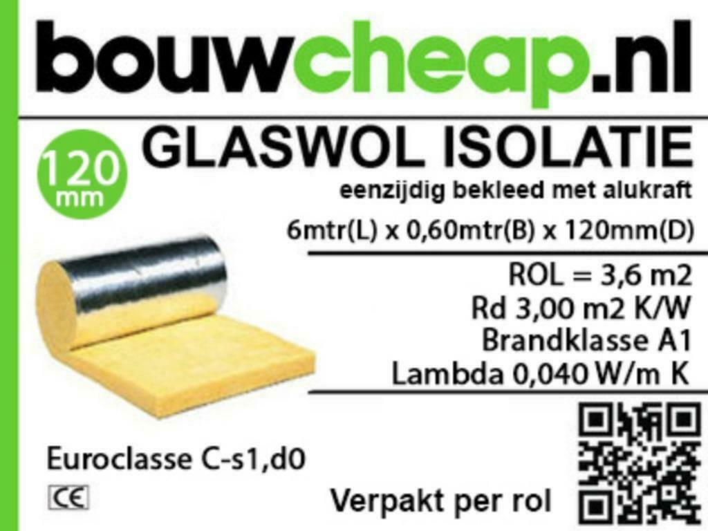 ZOLDER ISOLATIE MET DAMPREMMENDE ALUFOLIE BOUWCHEAP, Doe-het-zelf en Verbouw, Dakisolatie, Nieuw, Ophalen of Verzenden, 15 m² of meer