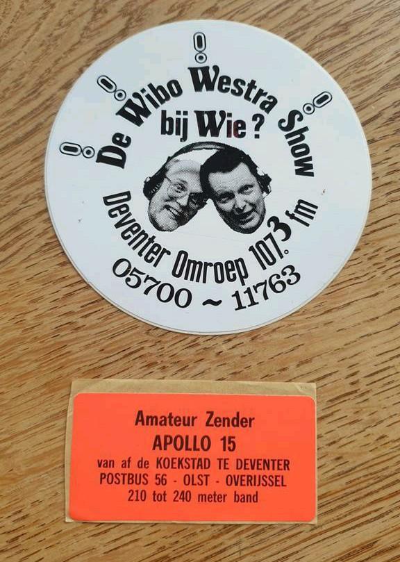 Stickers amateurzender radio Wibo Westra/Apollo 15,DEVENTER, Ophalen of Verzenden