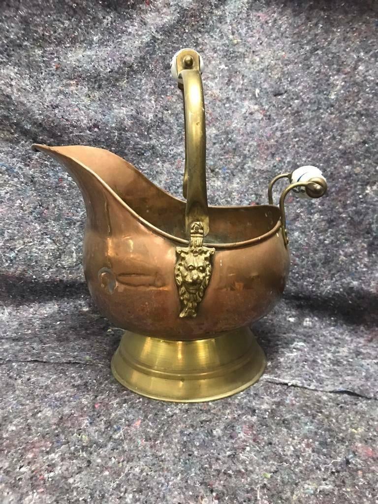 Antieke Koperen “Helm” Kolen kit, Antiek en Kunst, Antiek | Koper en Brons, Ophalen of Verzenden, Koper