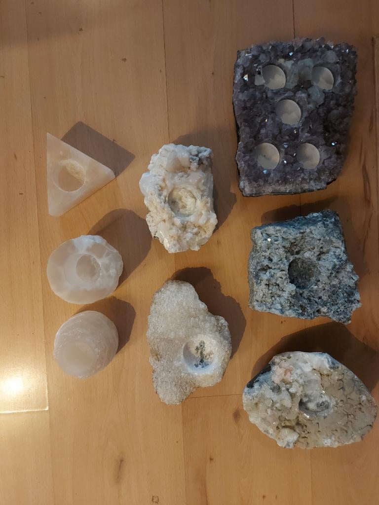 Waxinelichthouders  edelsteen div, Overige materialen, Overige kleuren, Ophalen of Verzenden, Zo goed als nieuw