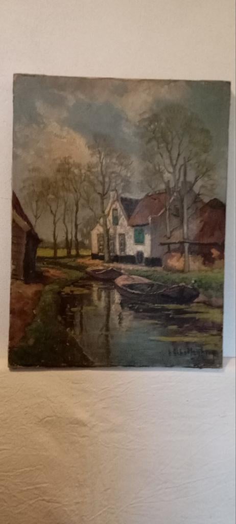 antiek  olieverf schilderij van H. SCHALLENBERG, Ophalen of Verzenden