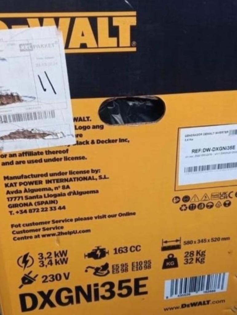 De Walt inverter benzine Generator, Doe-het-zelf en Verbouw, Ophalen, Benzine, Nieuw, Geluidgedempt