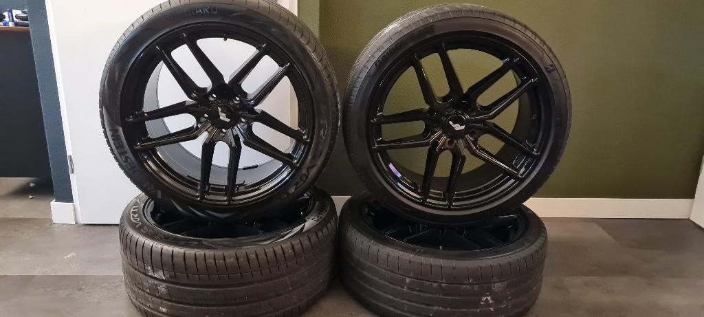 20inch Japan racing JR25 zwarte velgen JP 5x120 Breedset, Auto-onderdelen, Banden en Velgen, Ophalen, Gebruikt, Velg(en), 285 mm
