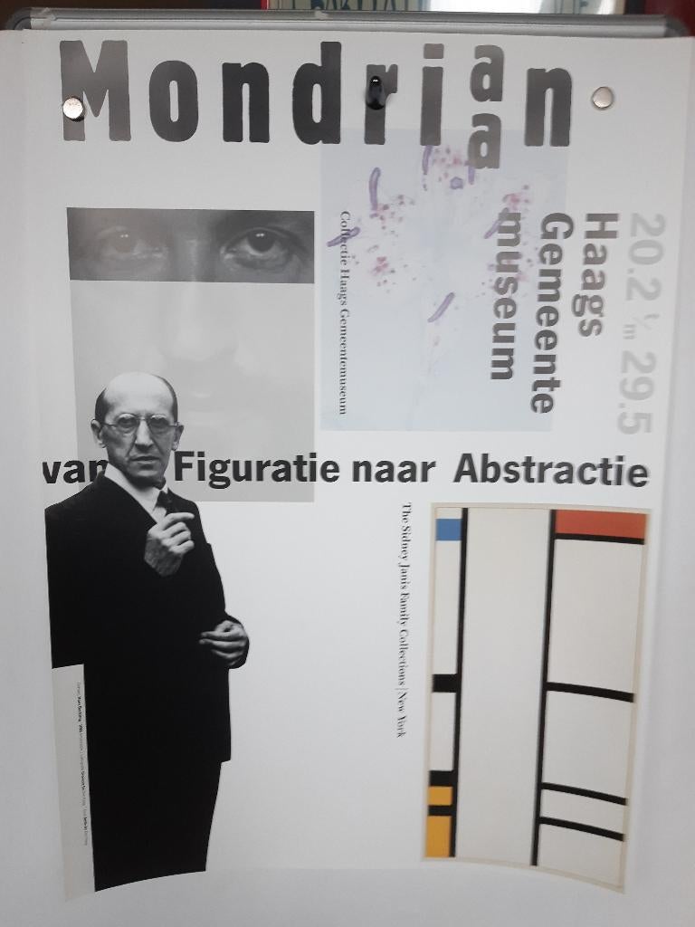 Originele poster Piet Mondriaan HGM Hans Bockting, Verzenden, A1 t/m A3, Reclame, Rechthoekig Staand
