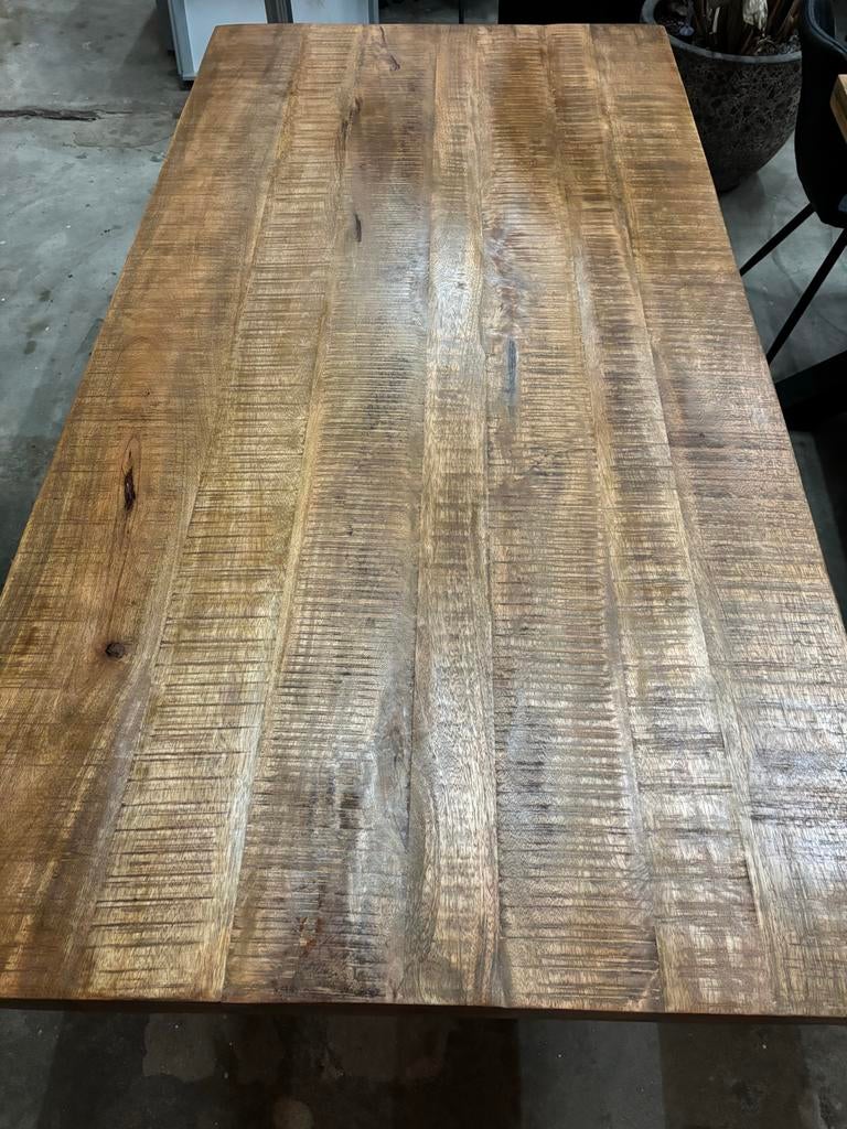 Mangohouten Eettafel 200x100cm - Showroommodel, Huis en Inrichting, Tafels | Eettafels, Ophalen, 200 cm of meer, 50 tot 100 cm