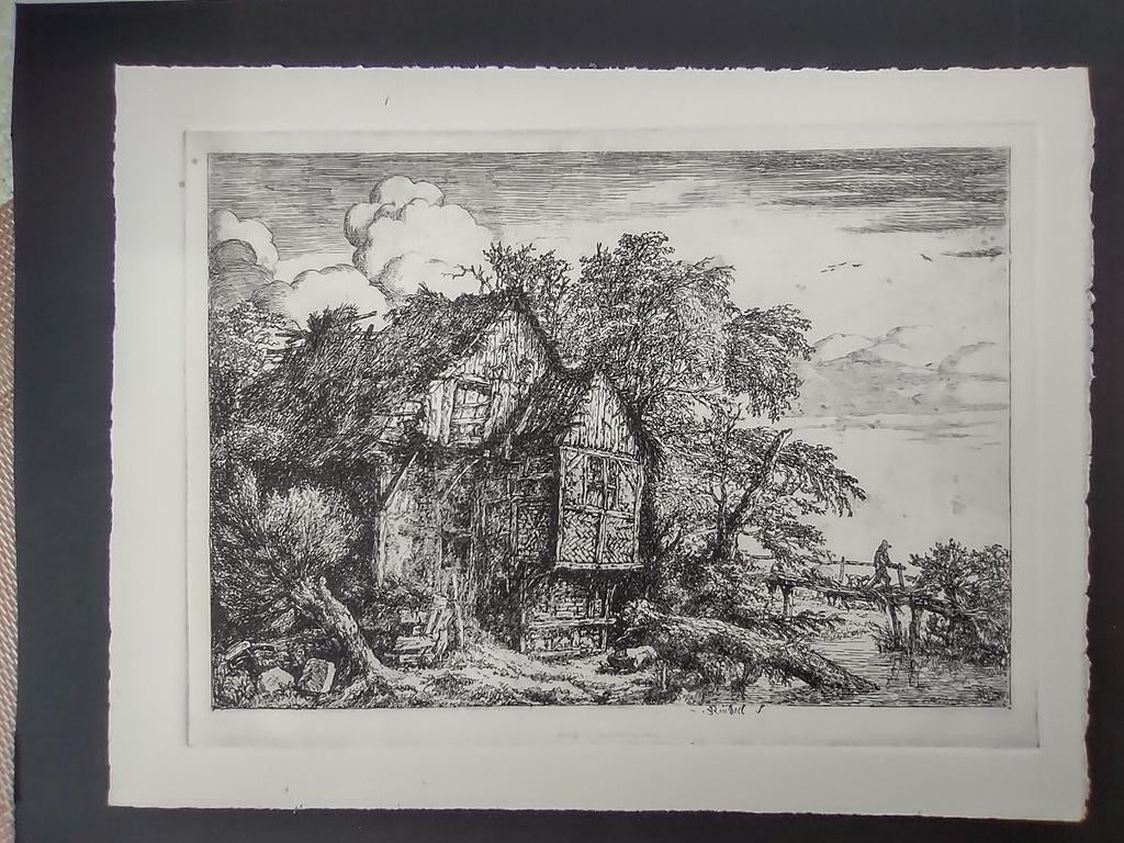 Pentekening van de Brug (het brugje) van Jacob van Ruisdael, Antiek en Kunst, Kunst | Etsen en Gravures, Ophalen of Verzenden