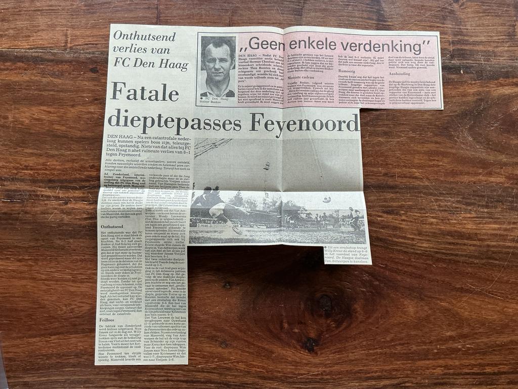 Voetbal krantenartikel FC Den Haag Feyenoord mei 1976 ADO, Ophalen of Verzenden, Knipsel(s)