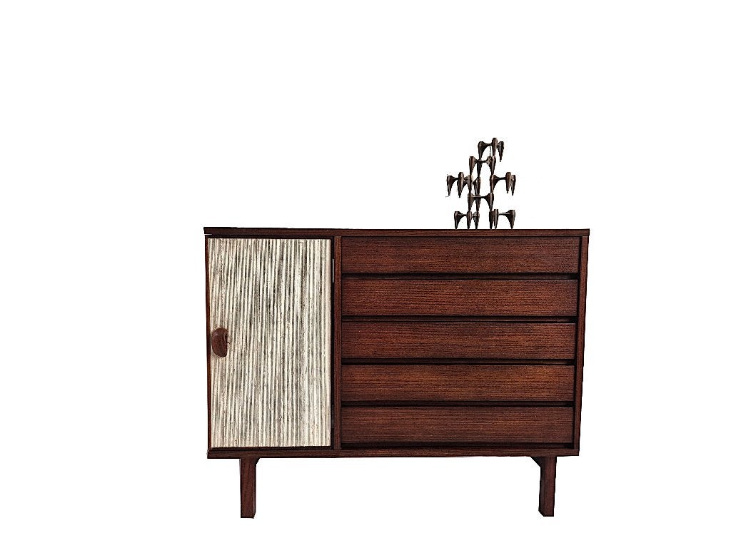 Zeer mooie vintage Fristho ladekast design Inger klingenberg, Ophalen, Gebruikt, 5 laden of meer, Teakhout