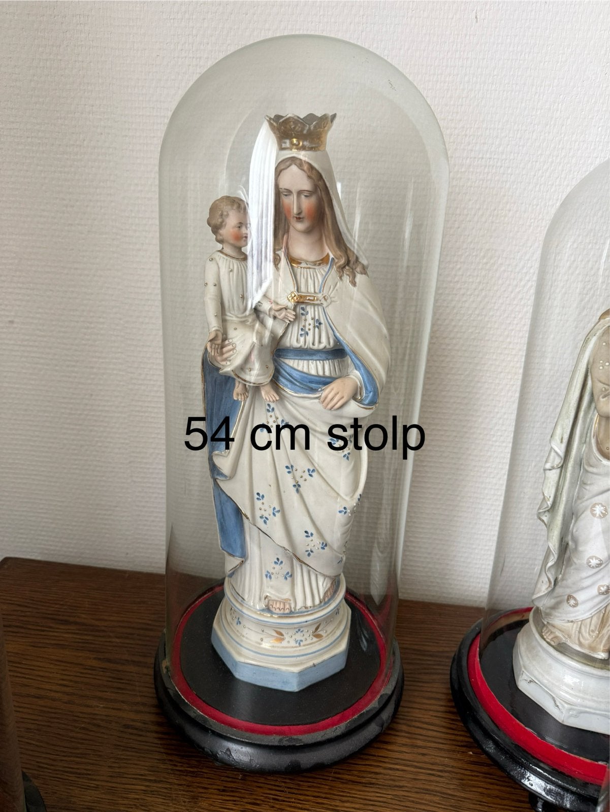 Stolp met of zonder beeld - 54 cm, Huis en Inrichting, Glas, Ophalen, Gebruikt, Inclusief decoratie