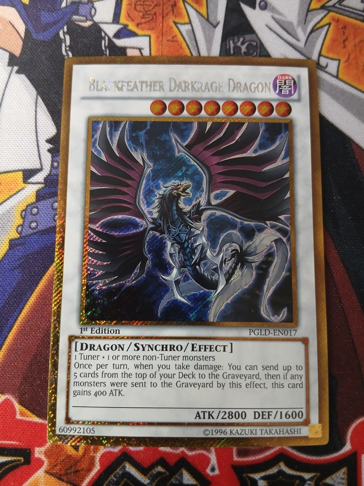Blackfeather Darkrage Dragon - Gold Secret Rare PGLD - YGO, Ophalen of Verzenden, Zo goed als nieuw, Foil