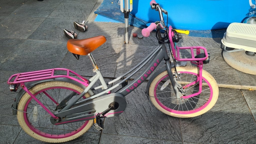 20 inch kinderfiets - roze/grijs met terugtraprem en handrem, Ophalen, Terugtraprem, Gebruikt, Onbekend