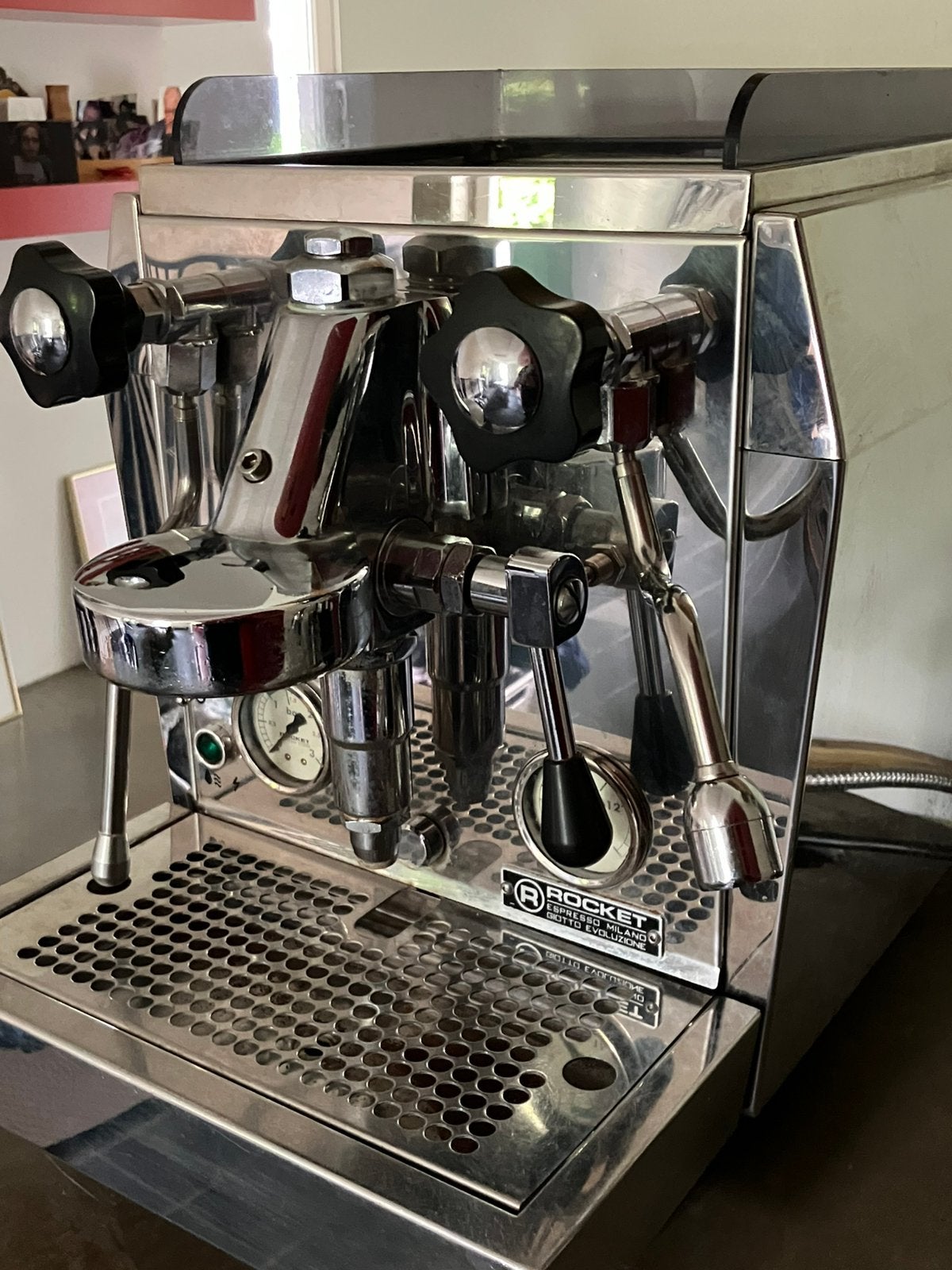 ESPRESSO ROCKET GIOTTO EVOLUZIONE WATERFILTER MAZZERMOLEN, 10 kopjes of meer, Ophalen of Verzenden, Gebruikt, Espresso apparaat