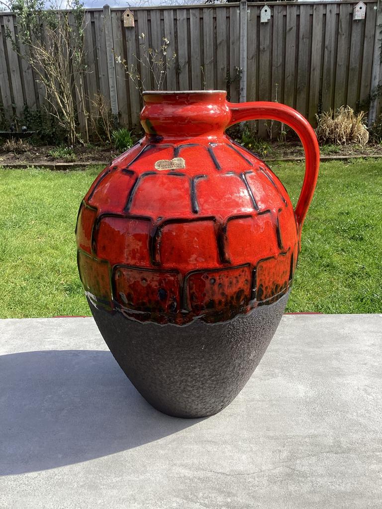 Retro Fat Lava Vaas Carstens West Germany 1527 - 32cm, Huis en Inrichting, Woonaccessoires | Vazen, Gebruikt, Aardewerk of Porselein