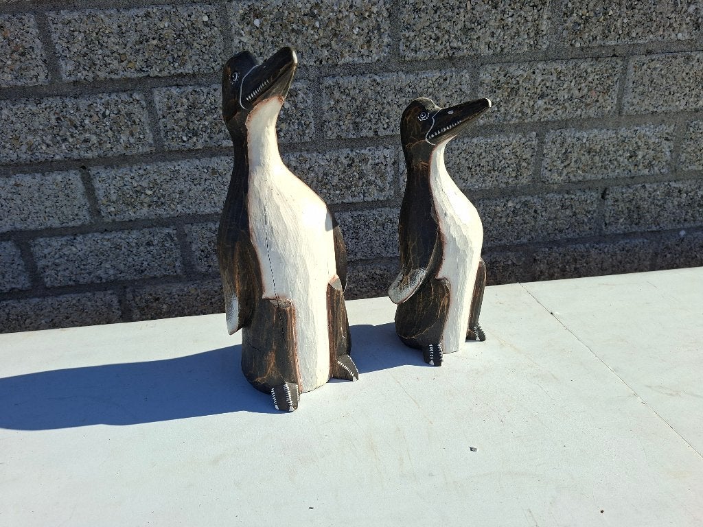 mooie set handgemaakte houten pinguins, Ophalen of Verzenden, Beschilderd, Houtsnijwerk