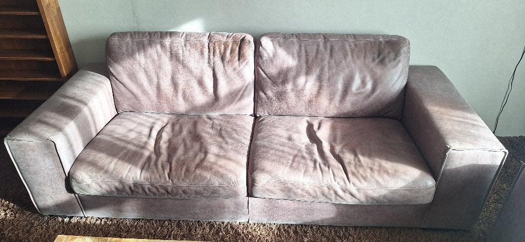 bankstel Leer 3 plus 2 zits, Ophalen, Gebruikt, Vierpersoons of meer, Leer
