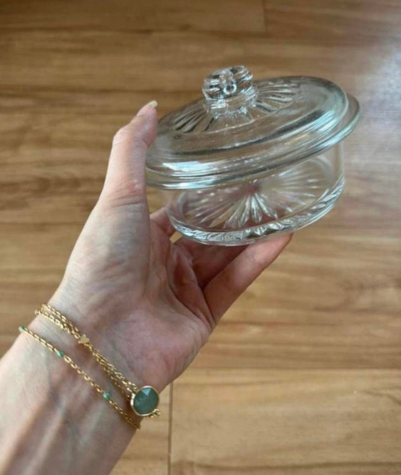 Vintage glazen bakje met deksel - goede kwaliteit, Ophalen of Verzenden