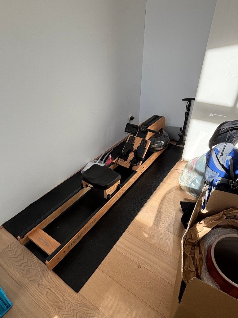 FlowFitness Perform W9i Oak Roeimachine/Rowing Machine + Mat