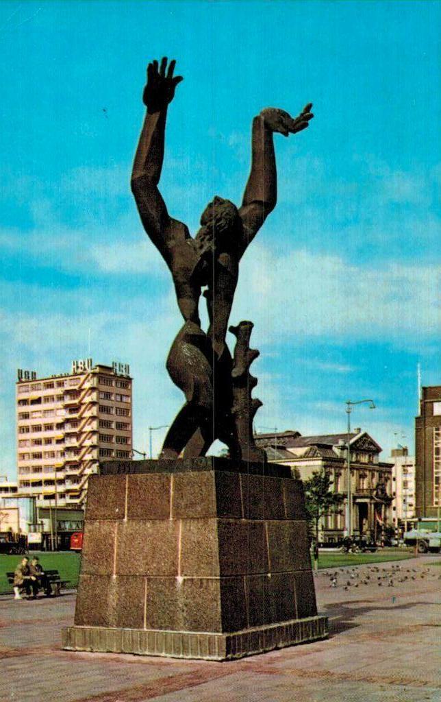 ROTTERDAM Zadkine Jan Gat  met HBU-gebouw en Schielandhuis, Verzenden, 1960 tot 1980, Gelopen, Zuid-Holland