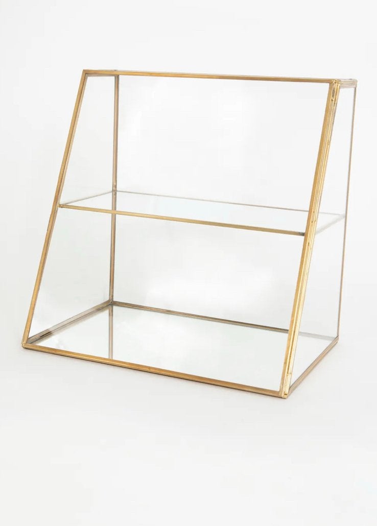 Sissy boy homeland Glazen vitrinekastje met messing frame, Ophalen, Met plank(en), Minder dan 50 cm, Minder dan 100 cm