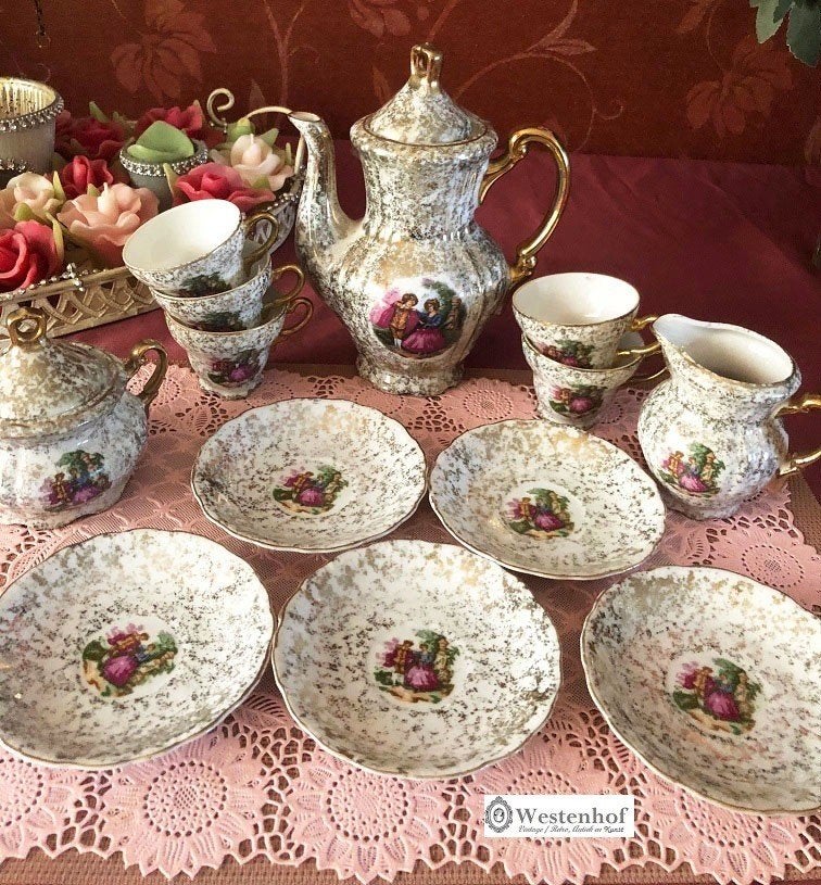 Oud mokka servies set koffie / theeservies porselein, Antiek en Kunst, Ophalen of Verzenden
