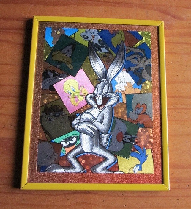 schilderij bugs bunny looney tunes rabbit up doc 90's retro, Ophalen of Verzenden, Looney Tunes, Gebruikt, Overige typen