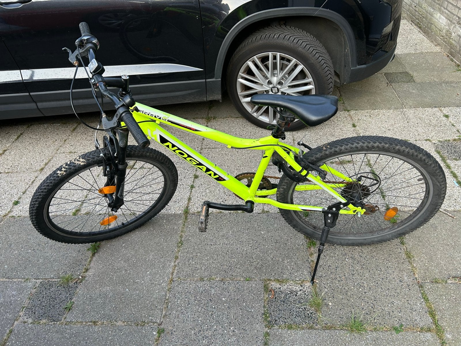 Nogan Gravel Kinderfiets 24 inch - Neon Geel, Ophalen, Gebruikt, Velgrem, 20 inch of meer