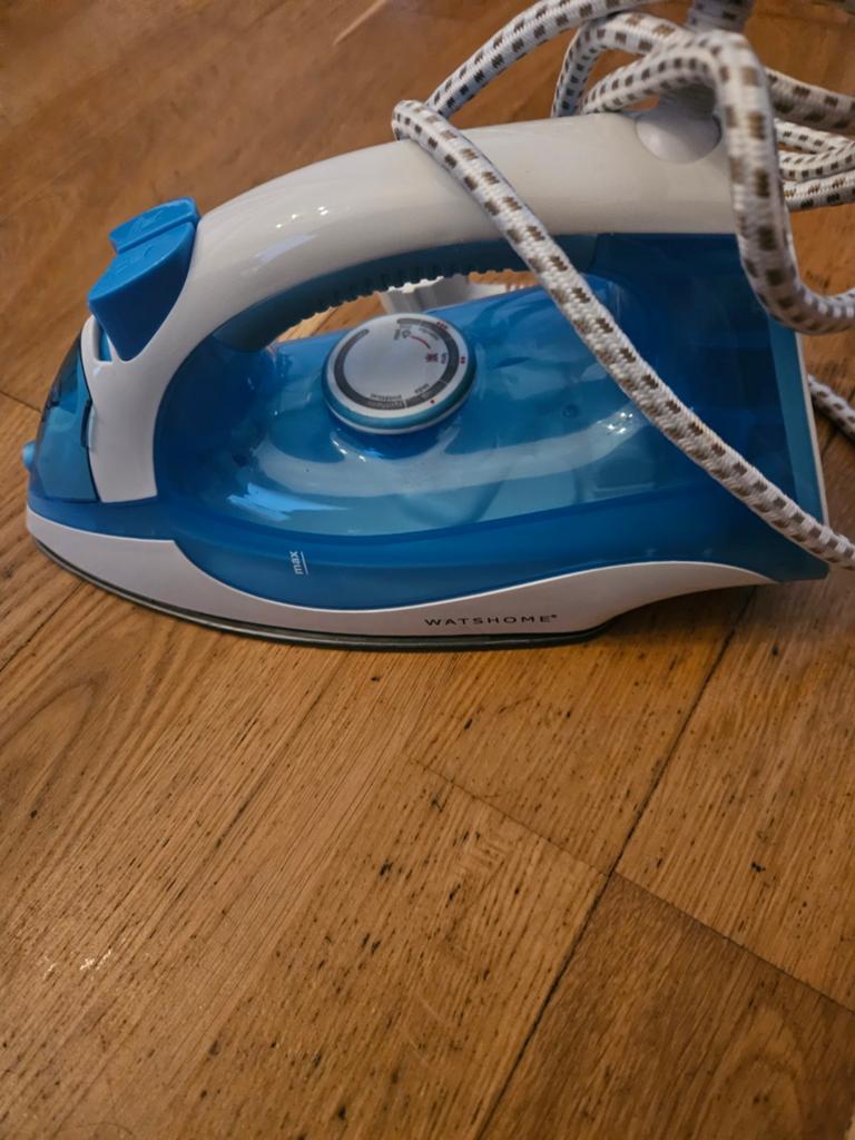 WatsHome Strijkijzer - Blauw/Wit, Gebruikt, Witgoed en Apparatuur, Strijkijzers en Strijkplanken, Ophalen, Gebruikt, Strijkijzer met snoer