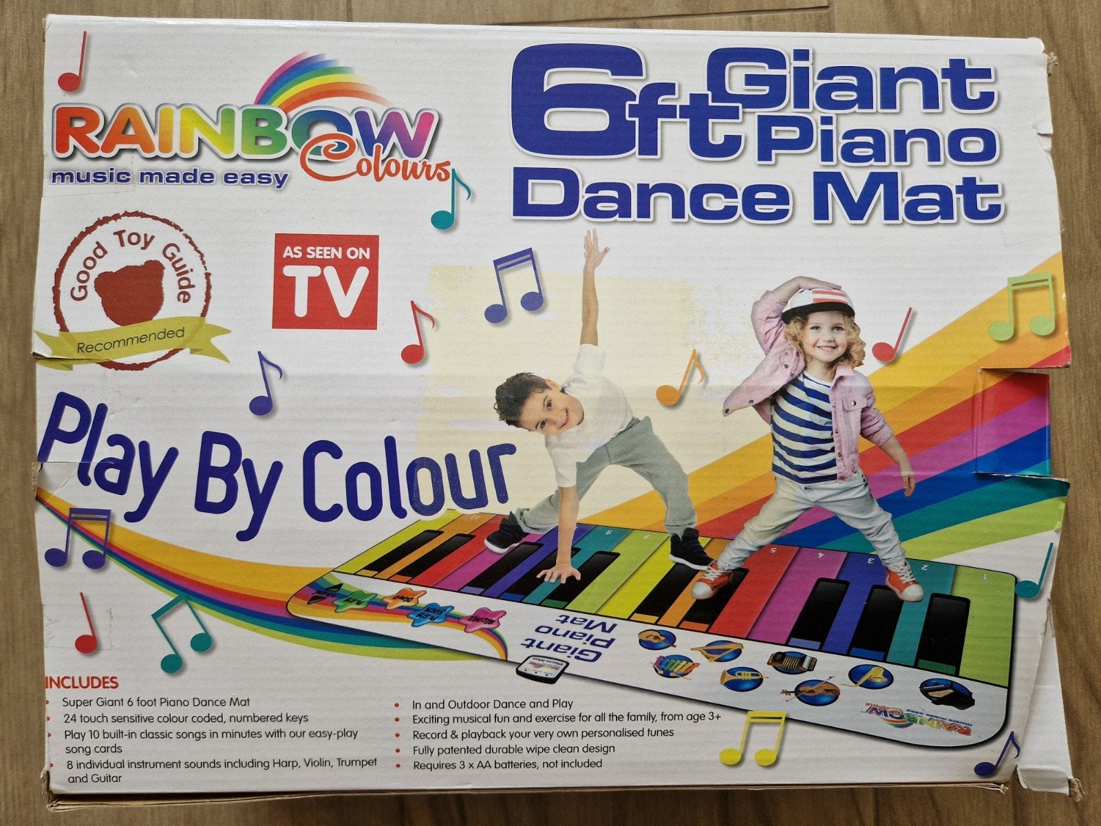 Rainbow Colours 6ft Giant Piano Dance Mat, Ophalen, Zo goed als nieuw, Ontdekken, Met geluid