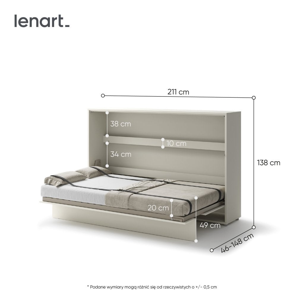 Concept opklapbed horizontaal - 120x200 - Cashmere, Niet ingevuld, Niet ingevuld, Niet ingevuld