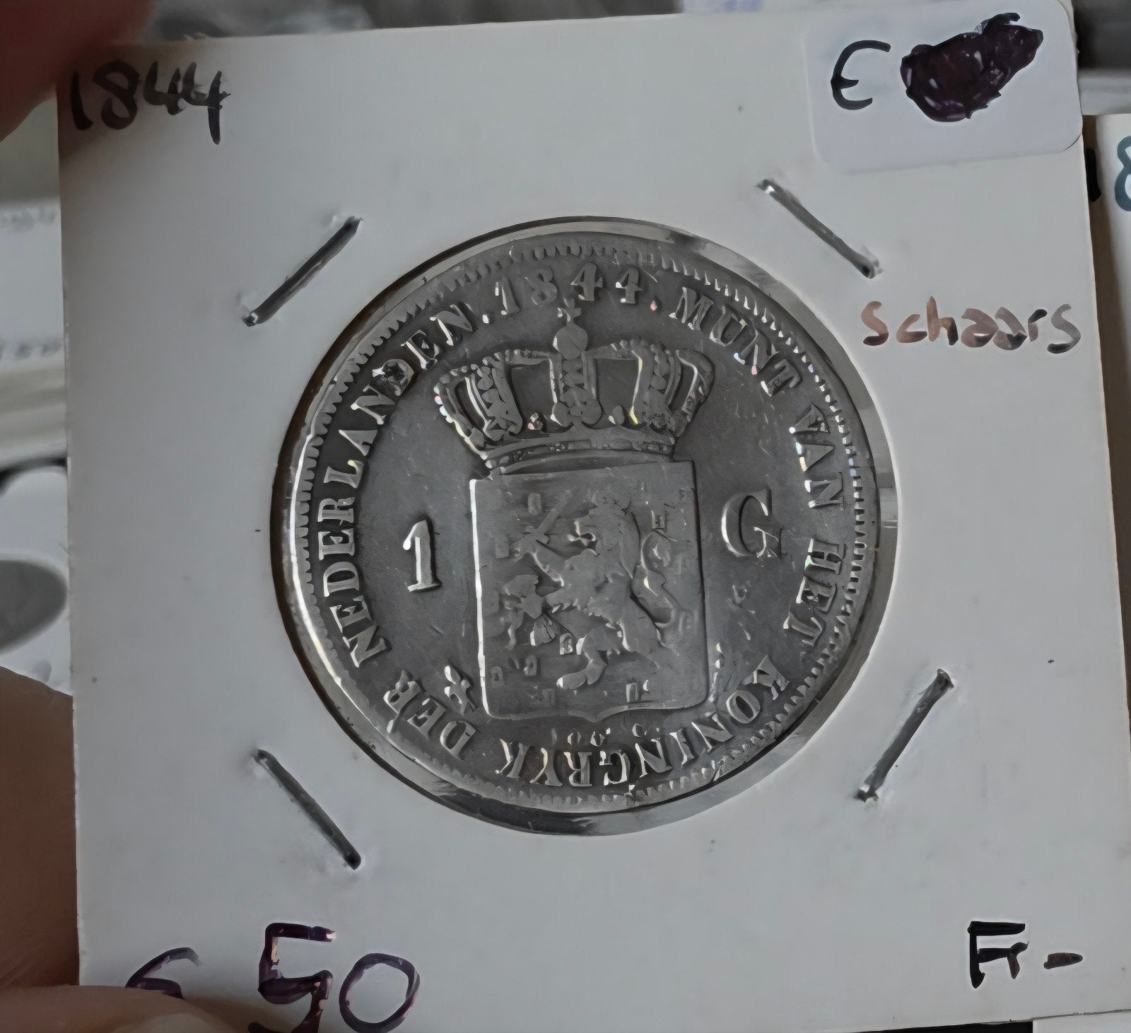 1 gulden 1844 Nederland, 1 gulden, Verzenden, Zilver, Losse munt