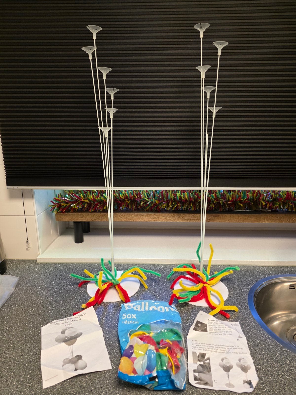 2 ballonnen standaards inclusief 1/2 zak ballonnen, Ophalen of Verzenden, Zo goed als nieuw, Versiering, Overige