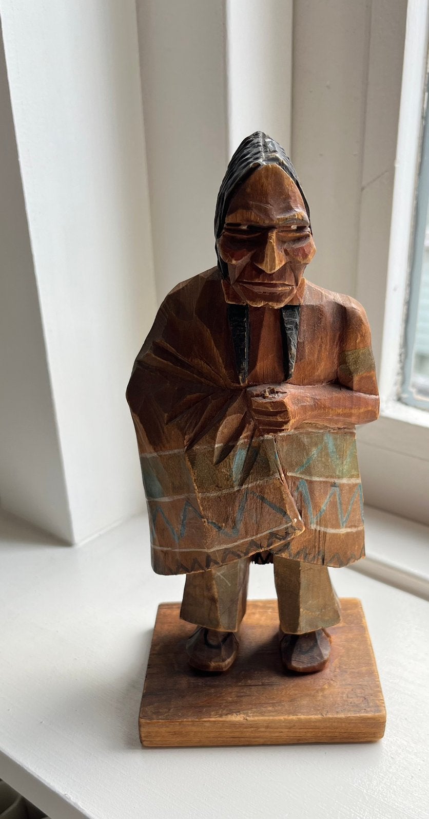 Wood sculpture antiek, Trygg, native American, Verzamelen, Beelden en Beeldjes, Ophalen, Gebruikt