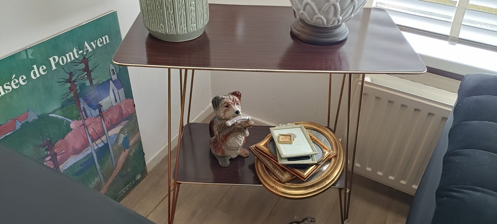 Vintage trolley serveerwagen, Ophalen, Rechthoekig, Minder dan 55 cm, 60 cm of meer