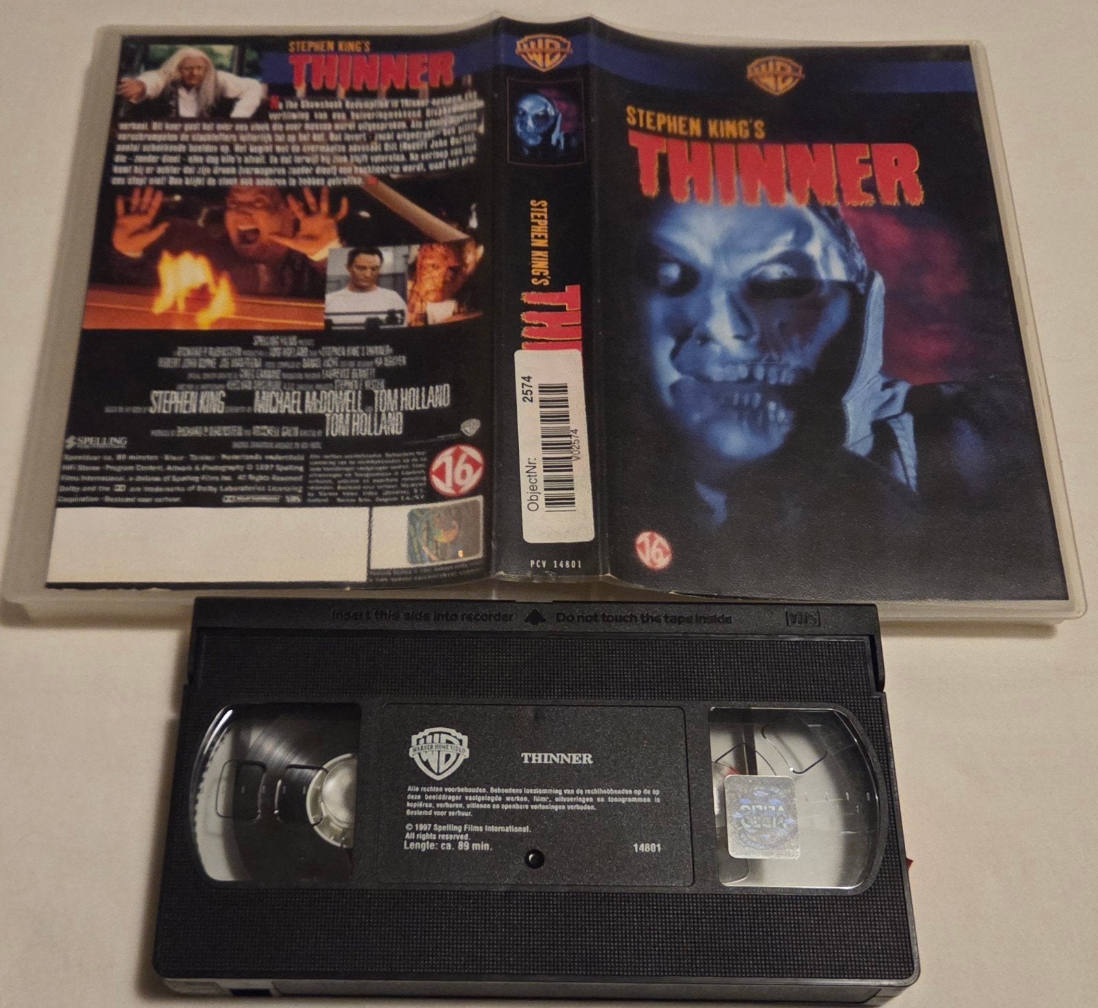 Stephen King Thinner VHS Horror EX-RENTAL, Vanaf 16 jaar, Ophalen of Verzenden, Gebruikt, Horror