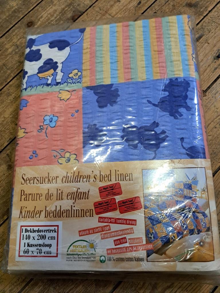 Nieuw Koeien Dekbedovertrek 1 Persoons - Seersucker, Dekbedovertrek, Nieuw, Ophalen of Verzenden, Overige kleuren