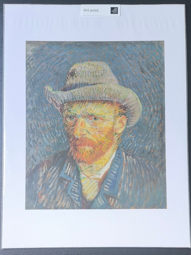 Van Gogh Art Print Zelfportret met grijze vilthoed 30 x 40, Ophalen of Verzenden, Portret of Personen, Papier