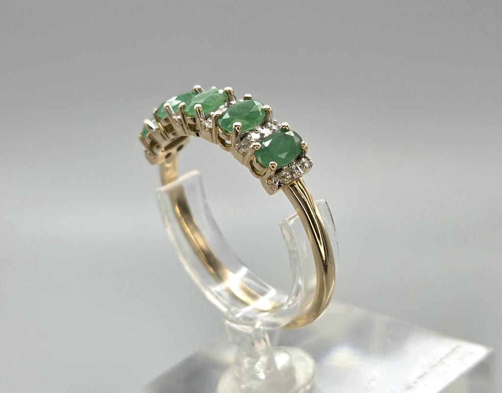Vintage ring met edelsteen smaragd en diamant. 2026/304, 20 of groter, ., Nieuw, Ophalen of Verzenden